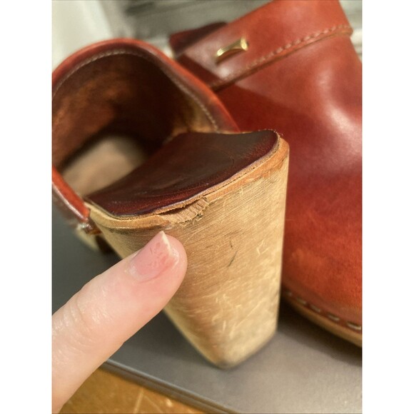 Classic Clogs Rust 3” Heel Wooden Swedish Hasbeens Sandals Womens US 8 EU 39 - Picture 9 of 14